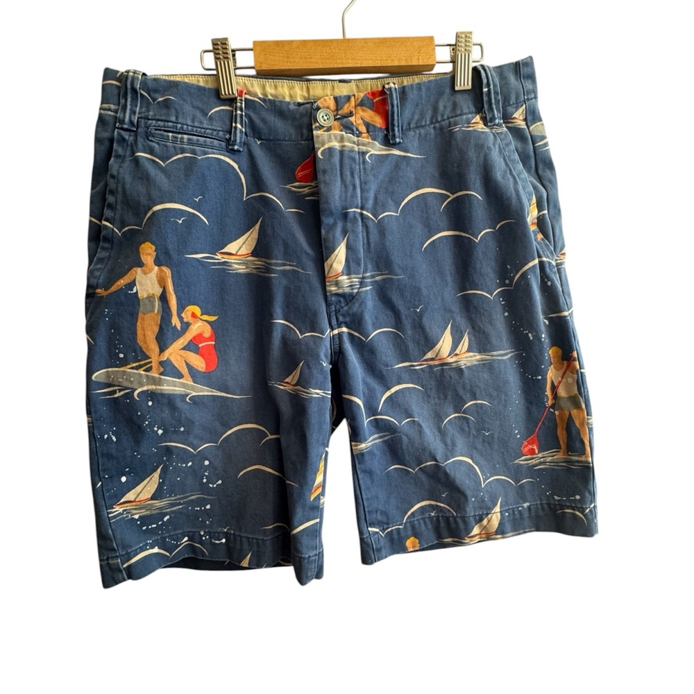 Polo by Ralph Lauren Navy Coastal Print Flat-Front Shorts